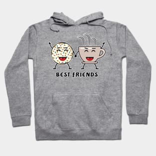 Best Friends - Donut And Coffee - Funny Character Illustration Hoodie